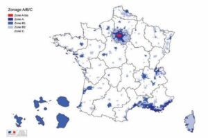 La carte des zones de la loi Pinel 2019